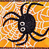Vickerman 2.5" x 10 Yards Orange and Black Glitter Spider Ribbon Image 1