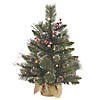 Vickerman 2' Snow Tipped Pine and Berry Christmas Tree with Clear Lights Image 1