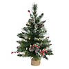 Vickerman 2' Snow Tipped Pine and Berry Christmas Tree with Warm White LED Lights Image 1