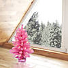 Vickerman 2' x 16" Pink Tinsel Tree with Clear Lights Image 4