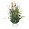 Vickerman 22.5" Potted Yellow Cosmos and Green Grass Image 1