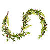 Vickerman 22" Artificial Green Olive Garland. Features green foliage with dark orange olives. Image 1
