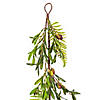 Vickerman 22" Artificial Green Olive Garland. Features green foliage with dark orange olives. Image 2