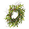 Vickerman 22" Artificial Green Olive Wreath. Features green foliage with dark orange olives. Image 2