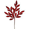 Vickerman 22" Red Glitter BayLeaf Artificial Spray. Includes 12 sprays per pack. Image 1