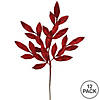 Vickerman 22" Red Glitter BayLeaf Artificial Spray. Includes 12 sprays per pack. Image 2