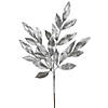 Vickerman 22" Silver Glitter Bay Leaf Artificial Christmas Spray. Includes 12 sprays per pack Image 1