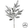 Vickerman 22" Silver Glitter Bay Leaf Artificial Christmas Spray. Includes 12 sprays per pack Image 2