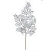 Vickerman 22" Silver Glitter Lace Holly Leaf Artificial Christmas Spray. Includes 12 sprays per pack. Image 1
