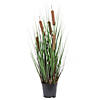 Vickerman 24" Artificial Potted Green Straight Grass and Cattails Image 1