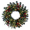 Vickerman 24" Berry MiPropered Pine Cone Artificial Pre-Lit Wreath, Dura-Lit Warm White LED Mini Lights. Image 1