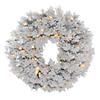 Vickerman 24" Flocked Alaskan Wreath with Warm White LED Lights Image 1