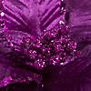 Vickerman 24" Purple Velvet Sequin Trim Poinsettia, 3 per bag. Image 1