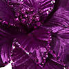Vickerman 24" Purple Velvet Sequin Trim Poinsettia, 3 per bag. Image 3