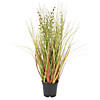 Vickerman 24" PVC Artificial Potted Green and Brown Grass and Plastic Grass Image 1