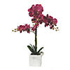 Vickerman 25" Artificial Plum Phalaenopsis In Metal Pot, Real Touch Petals Image 1