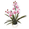 Vickerman 26" Artificial Pink Orchid Arranged In A White Ceramic Pot Image 1