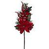 Vickerman 28" Merry Red Poinsettia, Ball, and Fern Decorated Spray. Image 1