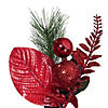 Vickerman 28" Merry Red Poinsettia, Ball, and Fern Decorated Wreath. Image 1