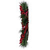 Vickerman 28" Merry Red Poinsettia, Ball, and Fern Decorated Wreath. Image 4