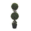 Vickerman 3' Artificial Double Ball Green Boxwood Topiary in Pot - UV Resistant Image 1