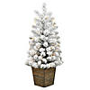 Vickerman 3' Flocked Gifford Slim Potted Pine Artificial Christmas Tree, Warm White Dura-lit LED Lights Image 1