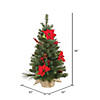 Vickerman 3' Poinsettia Berry Pine Artificial Christmas Tree with Burlap Base Image 1