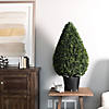 Vickerman 36" Artificial Boxwood Teardrop Shaped Bush, Black Plastic Pot Image 1
