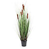 Vickerman 36" Artificial Potted Green Straight Gras and Cattails Image 1