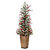 Vickerman 4.5' Frosted Berry Potted Pine Artificial Christmas Tree, Warm White Dura-lit LED Lights Image 1
