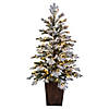 Vickerman 4.5&#39; Potted Flocked Comet Pine Artificial Christmas Tree, Warm White Dura-Lit&#174; LED Lights Image 1