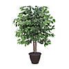 Vickerman 4' Artificial Ficus Bush, Brown Plastic Container Image 1