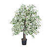 Vickerman 4' Artificial Frosted Maple Bush, Black Plastic Pot Image 1