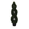 Vickerman 4' Artificial Green Boxwood Double Spiral Topiary, Black Plastic Pot Image 1