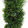 Vickerman 4' Artificial Green Cedar Double Spiral Topiary, Black Plastic Pot Image 3