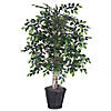Vickerman 4' Artificial Mini Ficus Bush, Rattan Basket Image 1