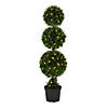 Vickerman 4' Artificial Triple Ball Green Cedar Topiary. Image 1