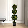 Vickerman 4' Artificial Triple Ball Green Cedar Topiary. Image 1