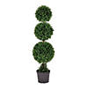 Vickerman 4' Artificial Triple Ball Green Cedar Topiary Image 1