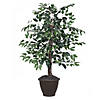 Vickerman 4' Artificial Variegated Ficus Bush, Brown Plastic Container. Image 1