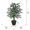 Vickerman 4' Artificial Variegated Ficus Bush, Brown Plastic Container. Image 1