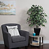 Vickerman 4' Artificial Variegated Ficus Bush, Square Willow Basket Image 1