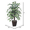 Vickerman 4' Artificial Variegated Ficus Bush, Square Willow Basket Image 3