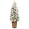 Vickerman 4' Flocked Kimball Potted Pine Artificial Christmas Tree, Warm White Dura-lit LED Lights Image 1