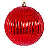 Vickerman 4" Red Shiny Lined Mercury Ball Ornament, 6 per bag. Image 1