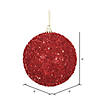 Vickerman 4" Red Tinsel Ball Ornament, 4 per Bag Image 1
