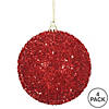 Vickerman 4" Red Tinsel Ball Ornament, 4 per Bag Image 2
