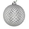 Vickerman 4" Silver Durian Glitter Ball Ornament, 6 per Bag Image 1