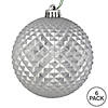 Vickerman 4" Silver Durian Glitter Ball Ornament, 6 per Bag Image 2