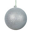 Vickerman 4" Silver Glitter Ball Ornament, 6 per Bag Image 1